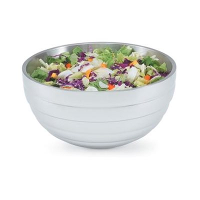 Vollrath 6.9 Qt Double Wall Stainless Steel Round Beehive Serving Bowl - Perfect for Salads, Pasta, Fruit & Party Food Display