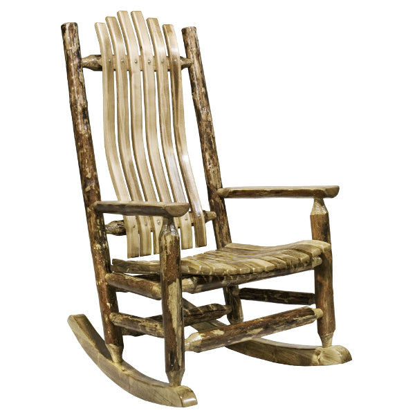 Glacier Country Collection Adult Log Rocker - Handcrafted Wooden Rocking Chair for Living Room, Porch & Cabin Relaxation