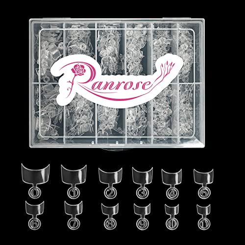 Ranrose 600PCS Short French Style False Nails - Half Cover Acrylic Nail Tips, Clear Short Nail Extensions (12 Sizes with Box) for Salon, Home Manicure & Special Occasions