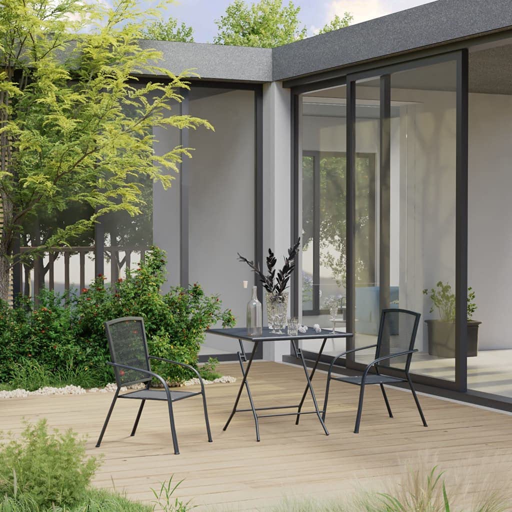 Steel Anthracite 3-Piece Patio Dining Set for Outdoor Backyard & Garden