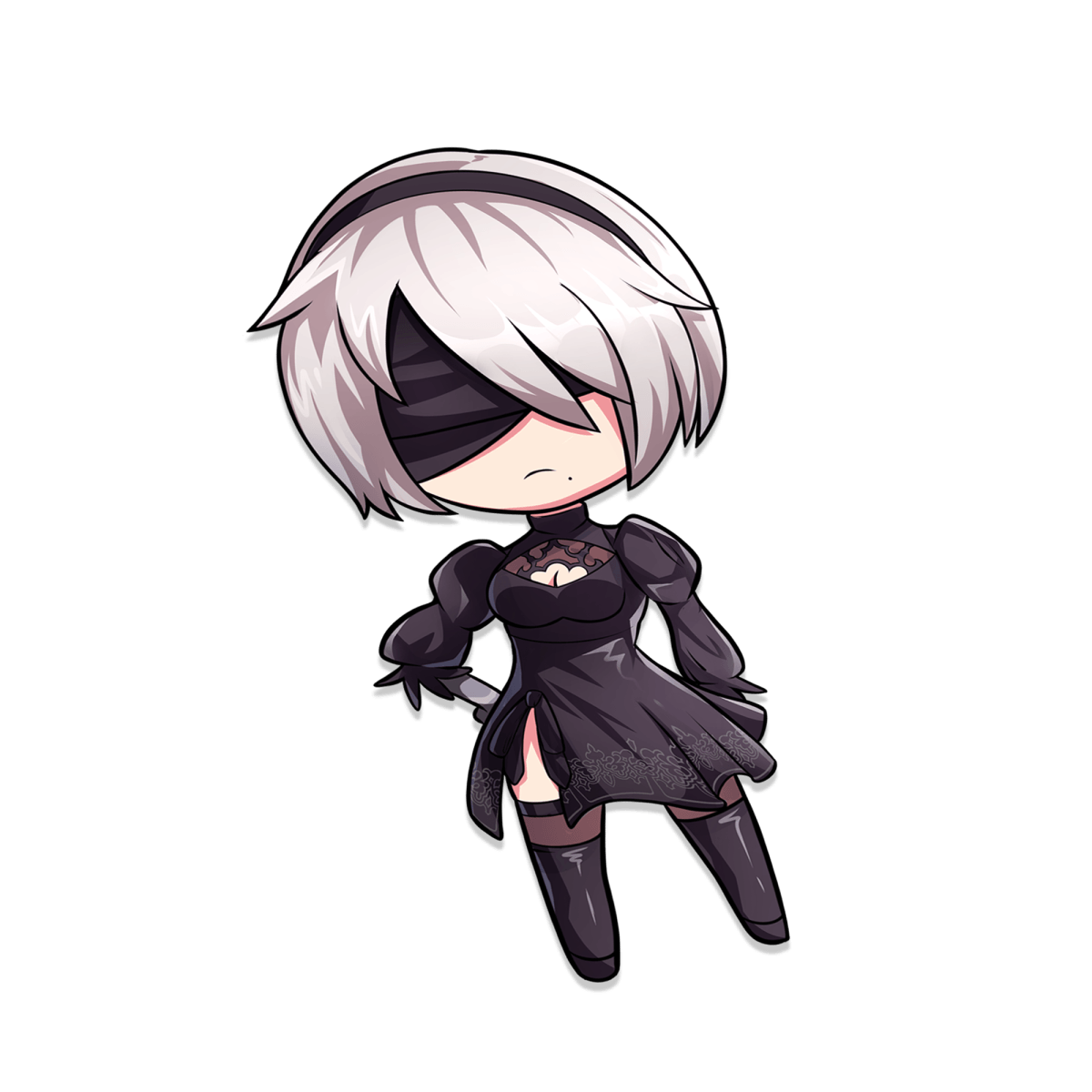 2B Chibi Sticker - Cute Anime Character Decals for Laptops, Phones, Notebooks & DIY Crafts | Perfect for Kawaii Fans & Gaming Enthusiasts