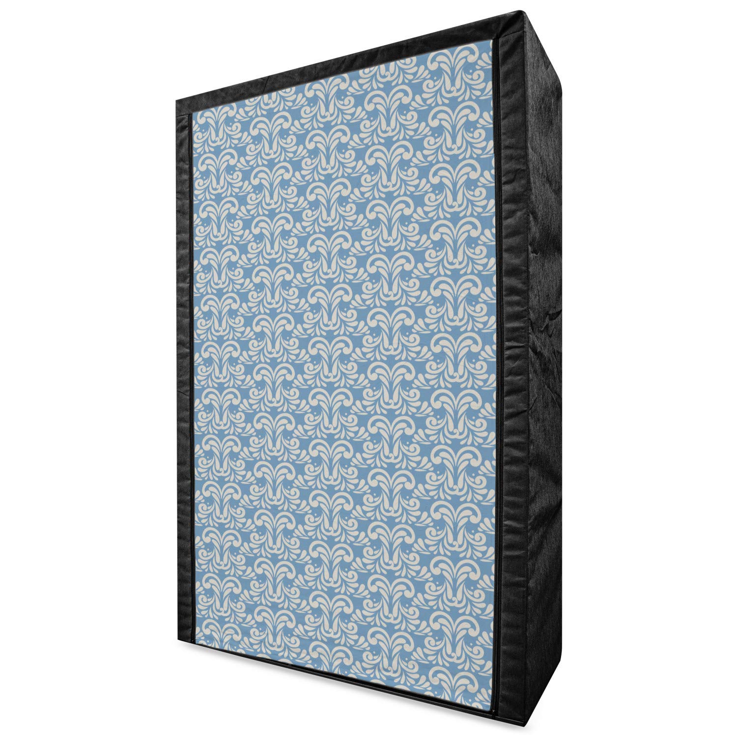 Ambesonne Geometric Portable Fabric Wardrobe - Modern Abstract Art Inspired Floral Pattern Clothing Organizer with Shelves, 42.5 Inch, Slate Blue & Tan | Perfect for Bedroom, Closet, Dorm & Apartment Storage