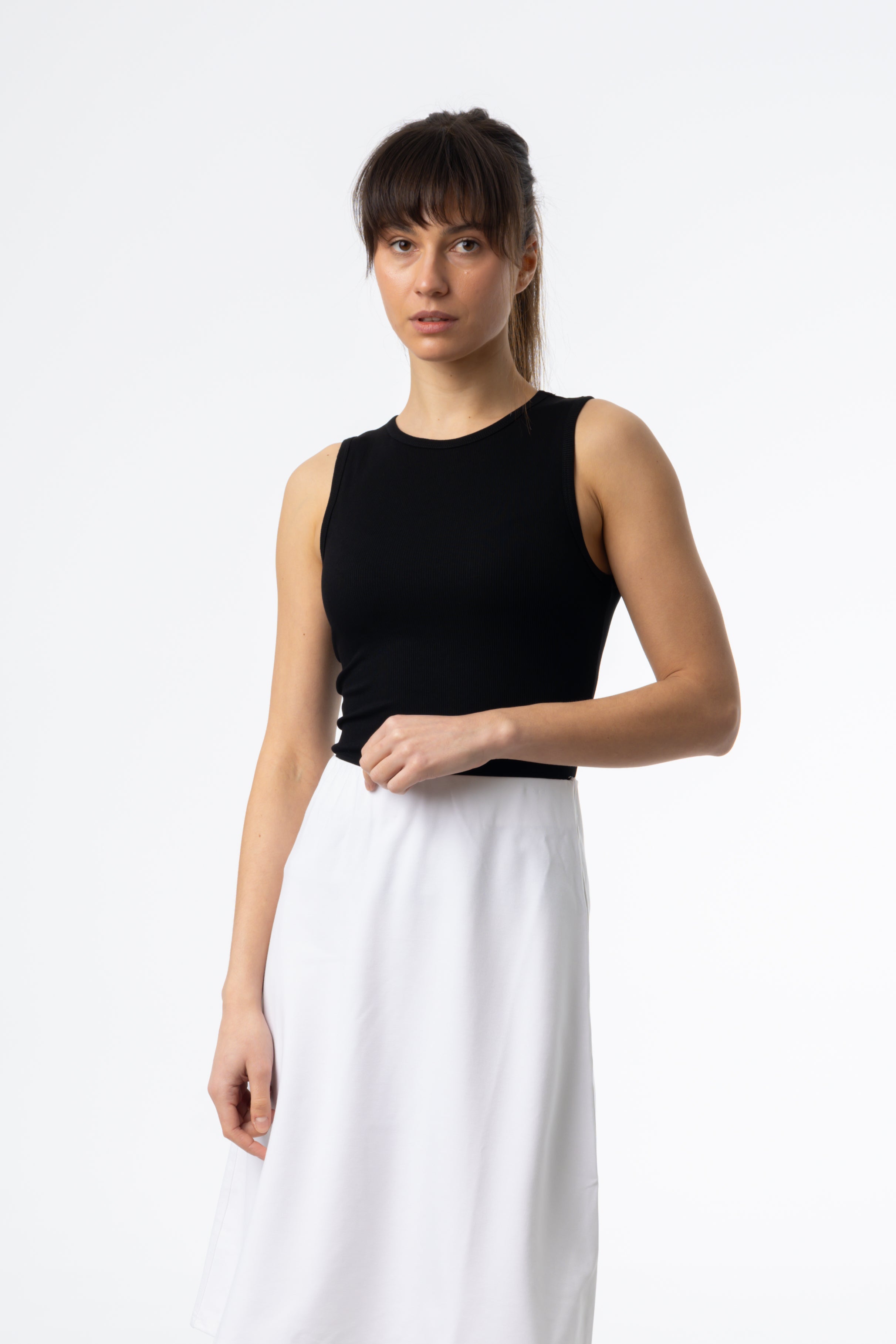 Black Ribbed Tank Top for Women - Stretchy Slim Fit Sleeveless Shirt - Perfect for Gym, Yoga, and Summer Outfits