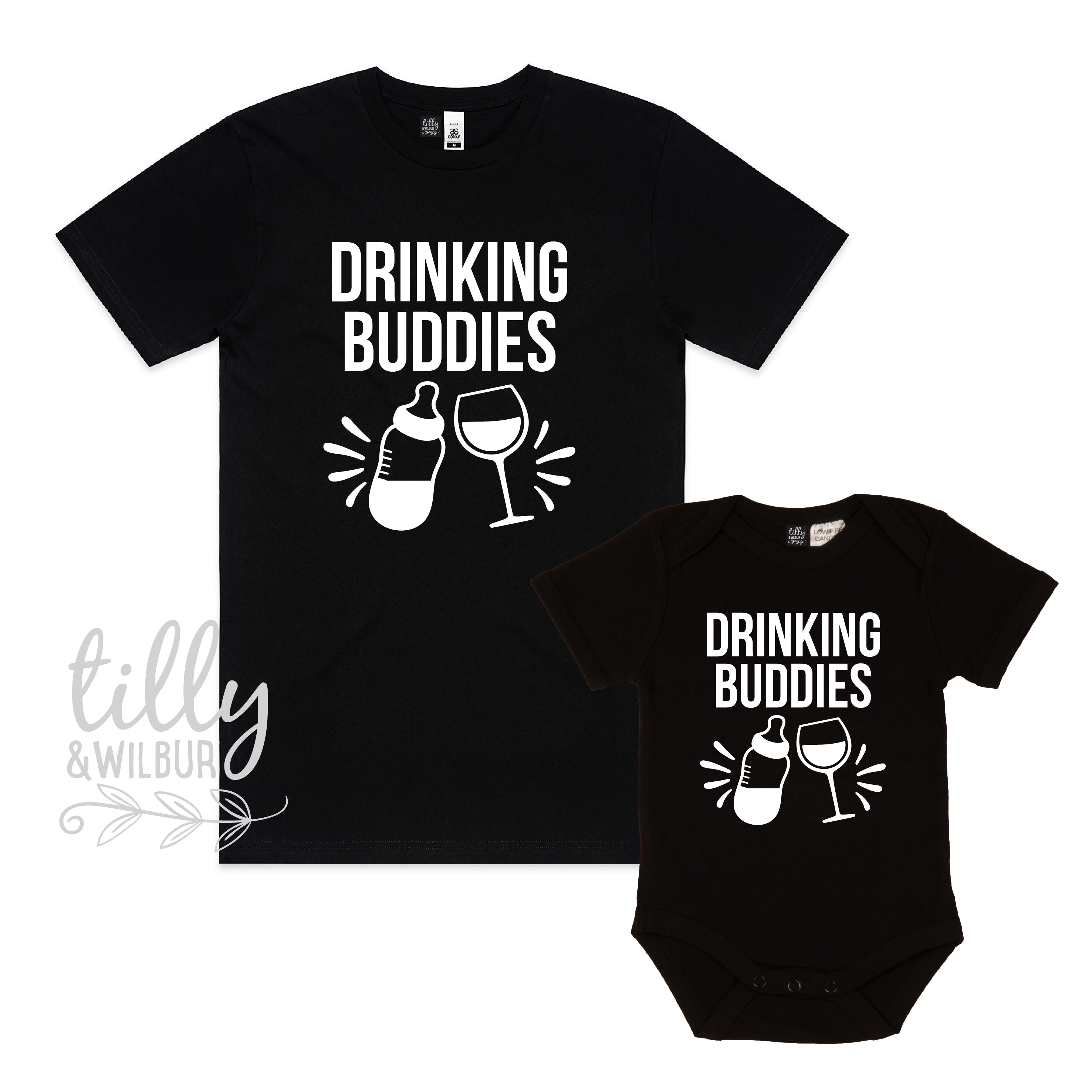 Drinking Buddies Wine Matching Outfit Set - Fun Couple Wine Party Costume for Halloween, Bachelorette & Themed Events - Multiple Colors Available