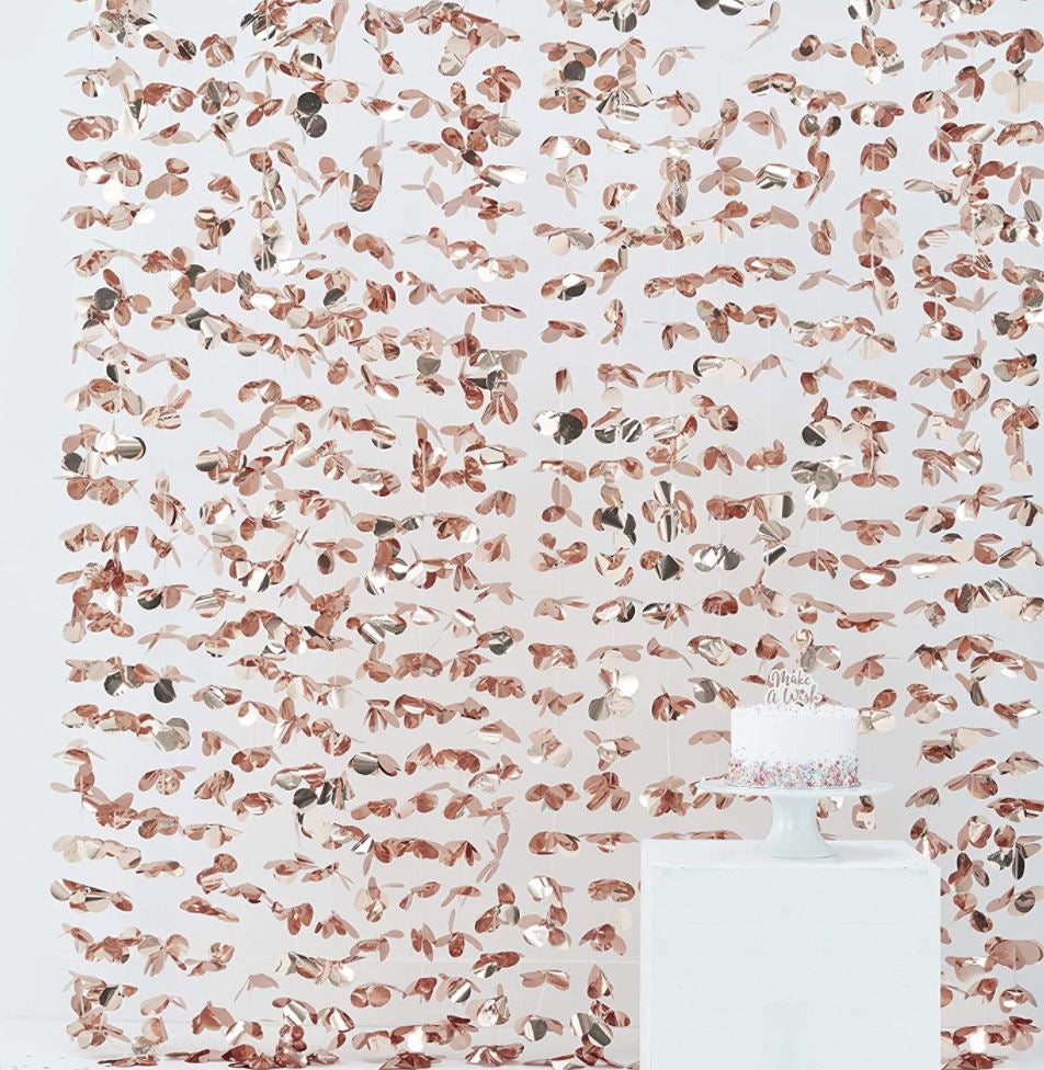Rose Gold Foil Flower Curtain Backdrop - Elegant Wedding, Baby Shower & Party Decoration for Photography Background