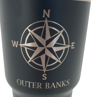 YETI RAMBLER 30 OZ TUMBLER WITH MAGSLIDER LID - OBX COMPASS ROSE DESIGN | Insulated Stainless Steel Travel Mug for Hot & Cold Drinks | Perfect for Camping, Hiking, Office and Outdoor Adventures