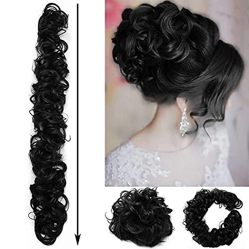 Samyak Messy Funky Long Frill Bun Hair Extension for Parties, Events & Cosplay - Perfect for Hairstyling, Wigs & Costume Accessories