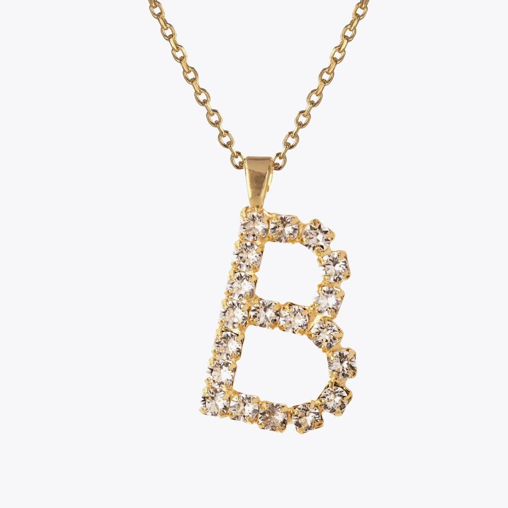 Crystal Letter Necklace B - Personalized Initial Pendant Jewelry for Women, Gift for Her, Birthday, Anniversary, Valentine's Day