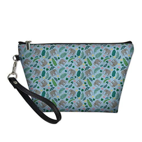 Waterproof Travel Cosmetic Bag with Zipper - Roomy Makeup Toiletry Pouch for Women (Elephant Leaves Design) | Perfect for Airplane Carry-on, Gym Essentials & Weekend Getaways