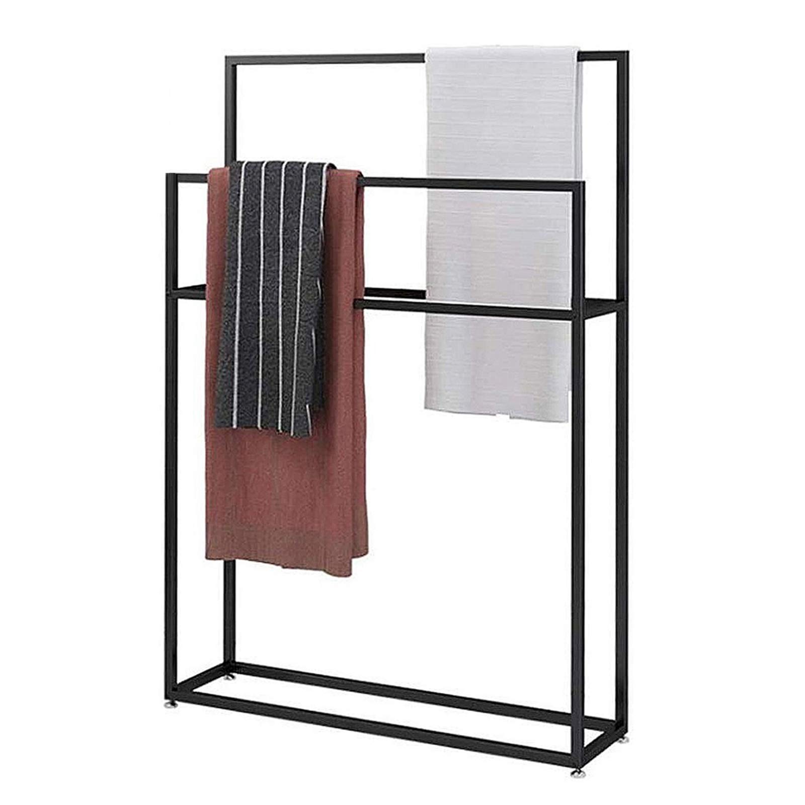 Freestanding Towel Rack Stand for Bathroom - 2 Tier Metal Towel Holder with Rust-Resistant Finish - Perfect for Bathroom, Kitchen, Bedroom & Laundry Room Organization - Ideal for Hanging Towels, Robes & Clothes in Small Spaces