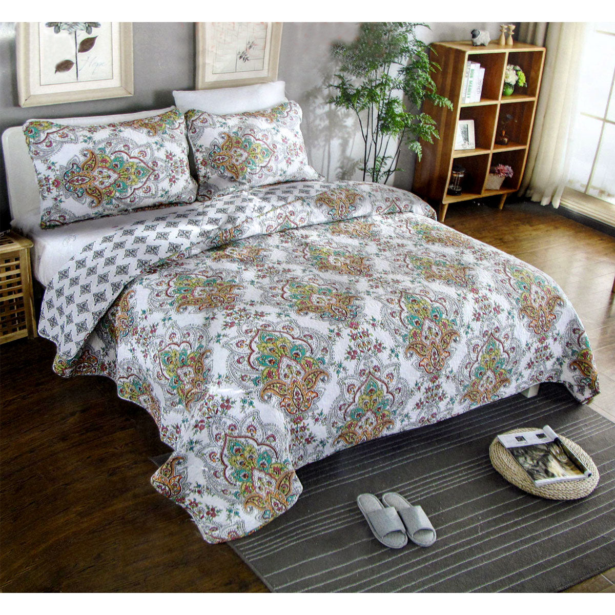 100% Cotton Lightly Quilted Coverlet Set - Queen Size Bedspread for Abigail Collection | Soft & Breathable Bedding for All Seasons | Perfect for Guest Rooms, Master Bedrooms & Cozy Home Decor