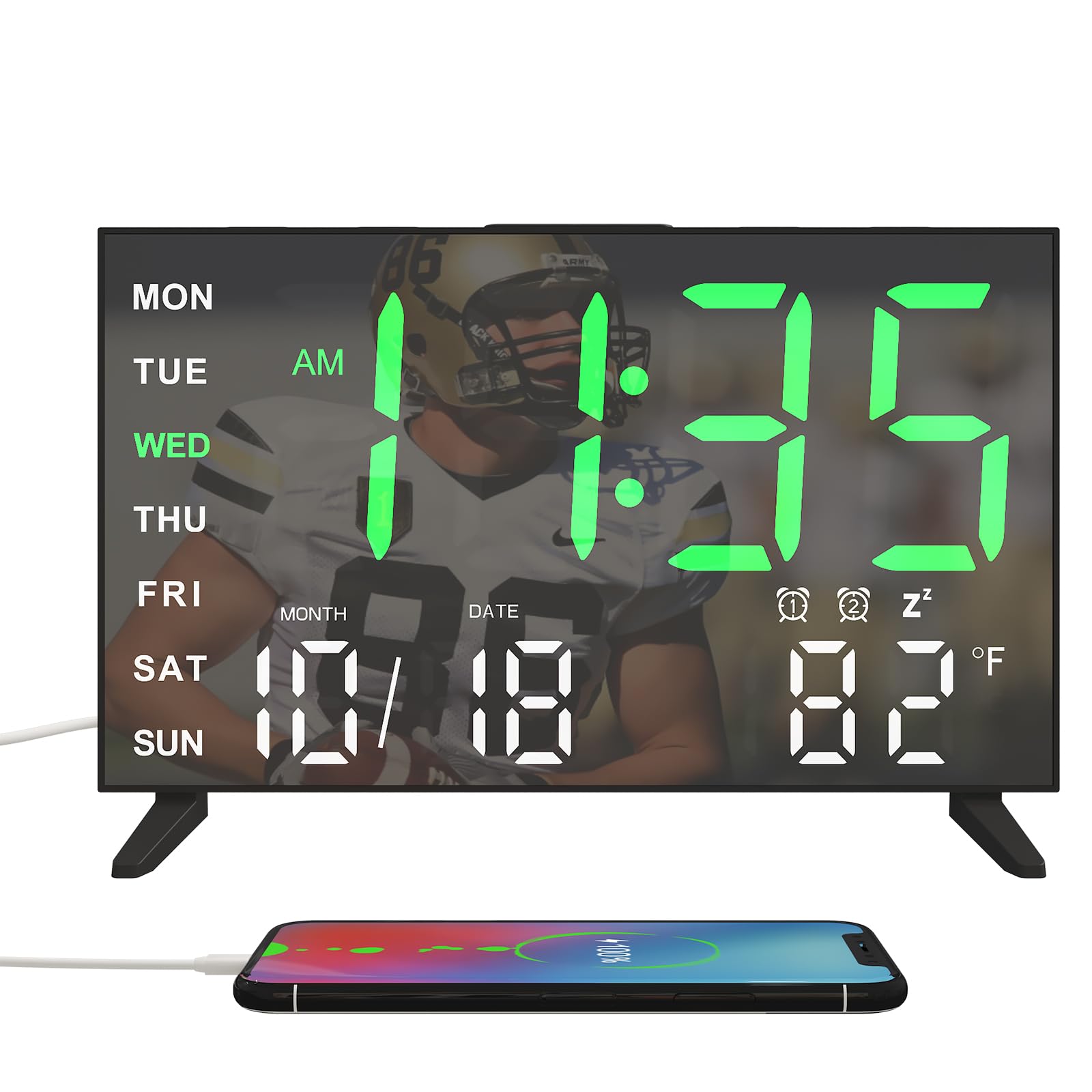 Digital Alarm Clock for Bedrooms - Small LED Mirror Desk Clock with Dual Alarms, Snooze, 4 Brightness Levels & USB Ports | 12/24H Format, Perfect for Kids & Adults (Black) - Ideal for Nightstands, Home Offices & Dorm Rooms
