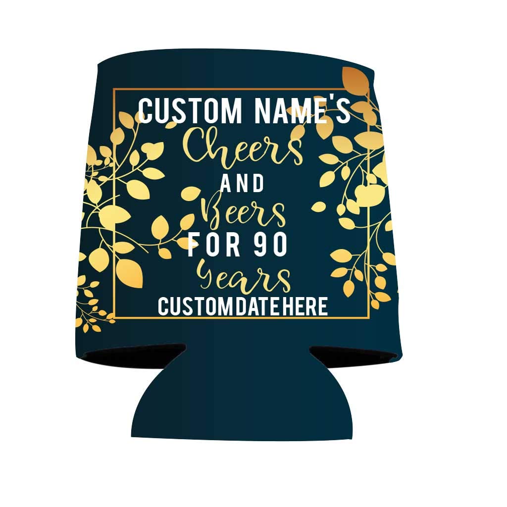 VictoryStore Custom 90th Birthday Party Can & Beverage Coolers - Personalized Beer & Drink Insulator for Celebrations, Gifts & Outdoor Events