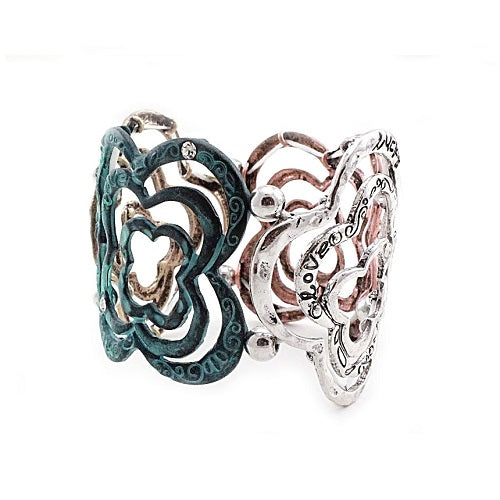 Vintage Clover Charm Bracelet with Patina Finish - Perfect for Boho Style & Everyday Wear