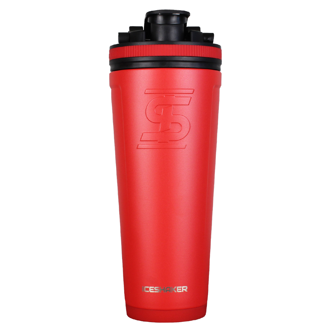 Custom 36oz Insulated Stainless Steel Ice Shaker Bottle - Red | Leakproof Protein Shaker Cup for Gym, Workouts & Sports | Perfect for Protein Powder, Pre-Workout & Smoothies