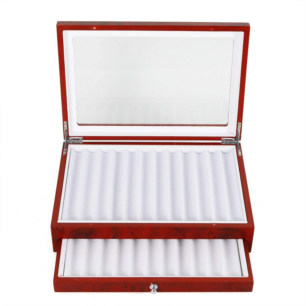 Premium 2-Layer Wooden Fountain Pen Display Case - Holds 23 Pens, Collector's Storage Box (30.5x21x7.5cm) - Perfect for Office, Home Desk & Gift Presentation