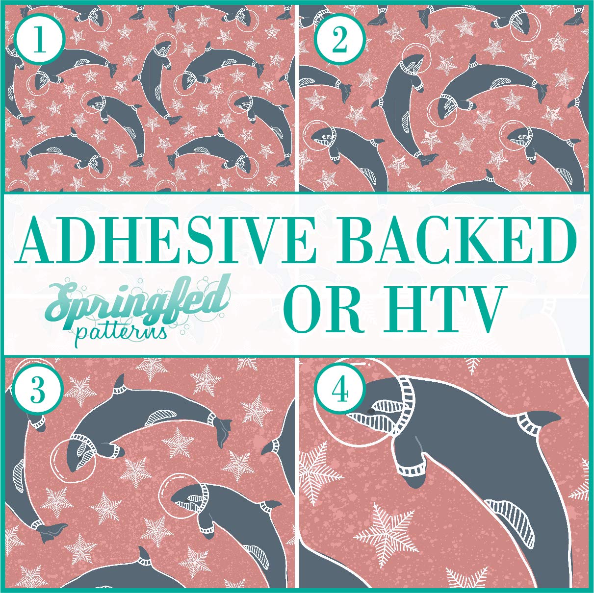 ARCTIC SPACE PATTERN #2 Heat Transfer Vinyl or Adhesive Vinyl - Winter Animals Design - Multiple Sizes Available - Perfect for DIY Crafts, T-Shirts, Mugs, and Home Decor