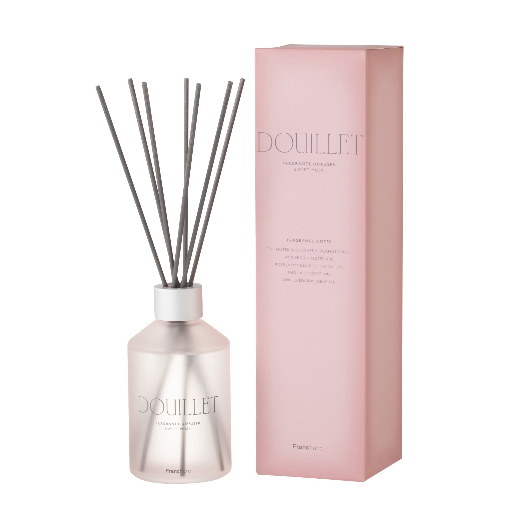 Pink Sweet Musk Fragrance Diffuser - Aromatherapy Essential Oil Reed Diffuser for Home, Office & Bedroom - Douillet Scented Air Freshener for Relaxation & Stress Relief