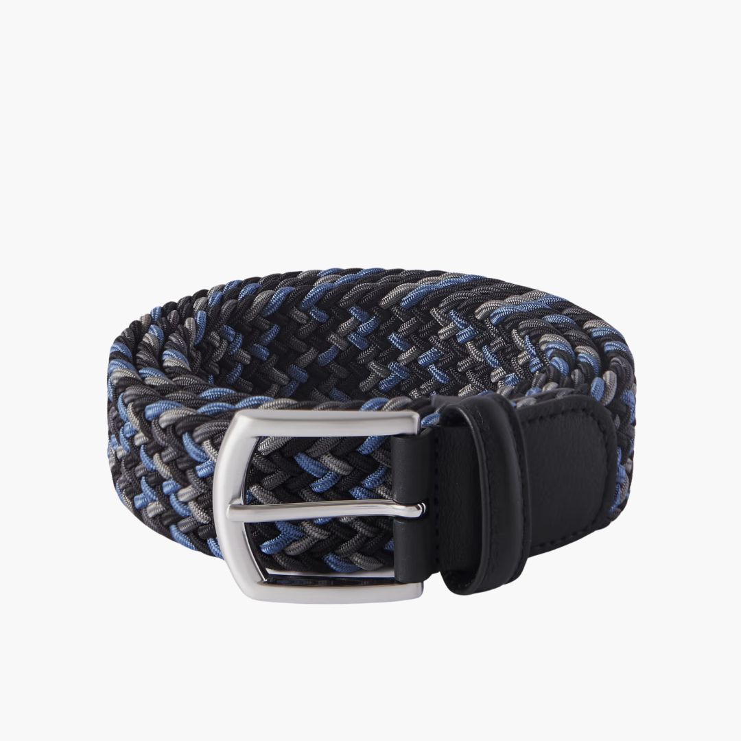 3.5cm Woven Elastic Belt for Women & Men - Adjustable Waistband (Blue Multi Color) - Perfect for Pants, Skirts, Dresses & DIY Sewing Projects