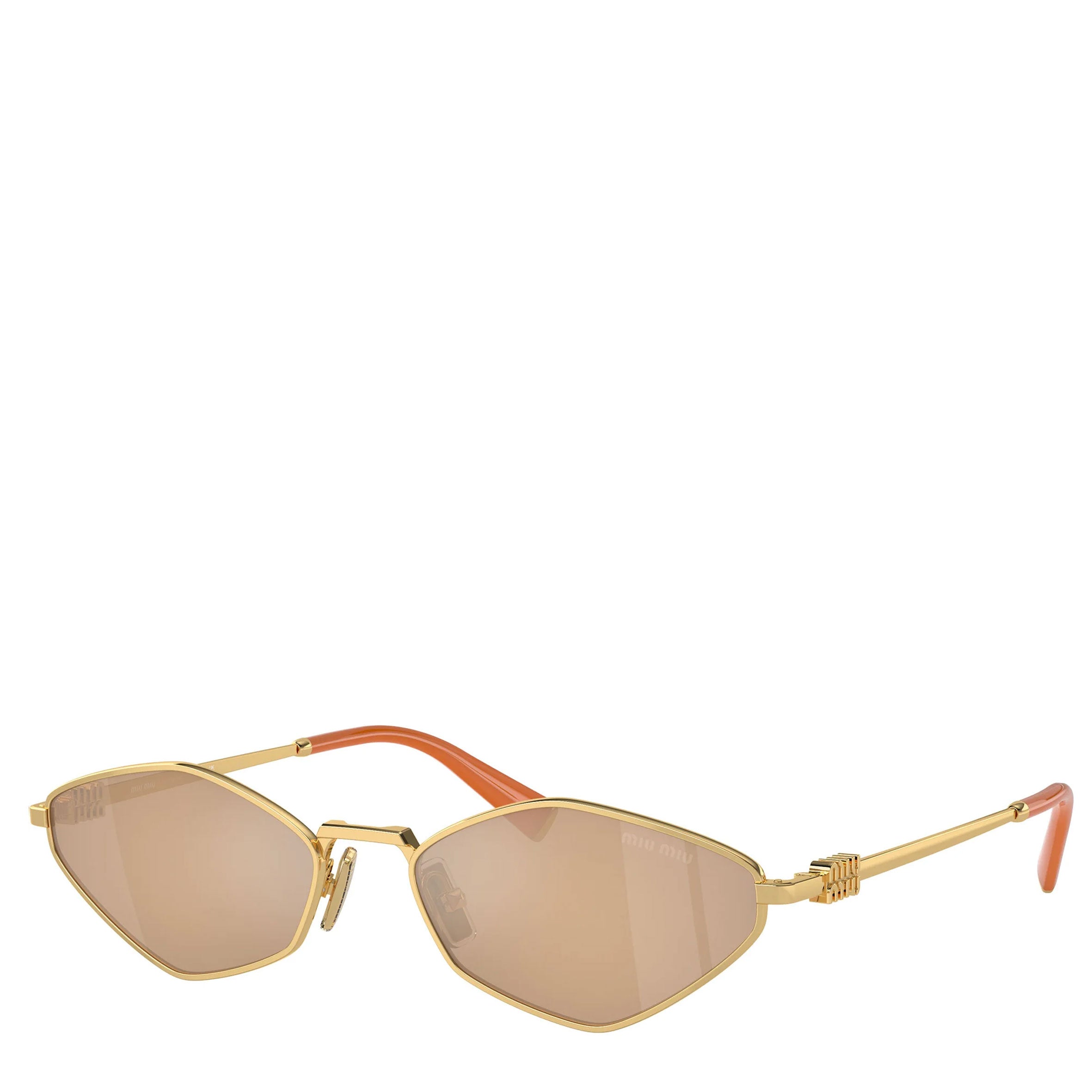 Miu Miu MU56YS Fashion Irregular Metal Sunglasses for Women - Gold/Grey Frame with UV Protection - Perfect for Beach, Driving & Outdoor Activities