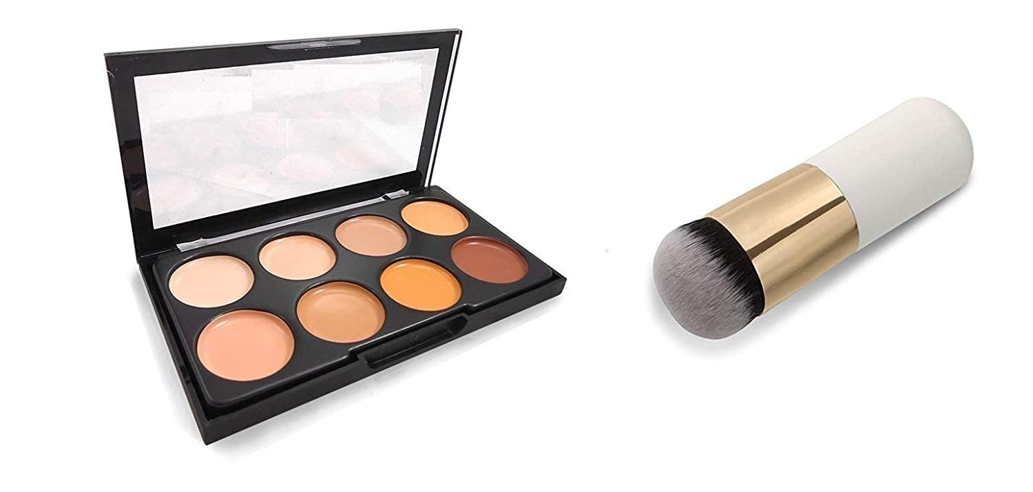 Tuch - Much Highlighter & Contour Palette | 8 Shades Concealer & Foundation Kit with Brush | Cream Makeup for Face | Pack of 2 | Perfect for Contouring, Highlighting & Full Face Makeup