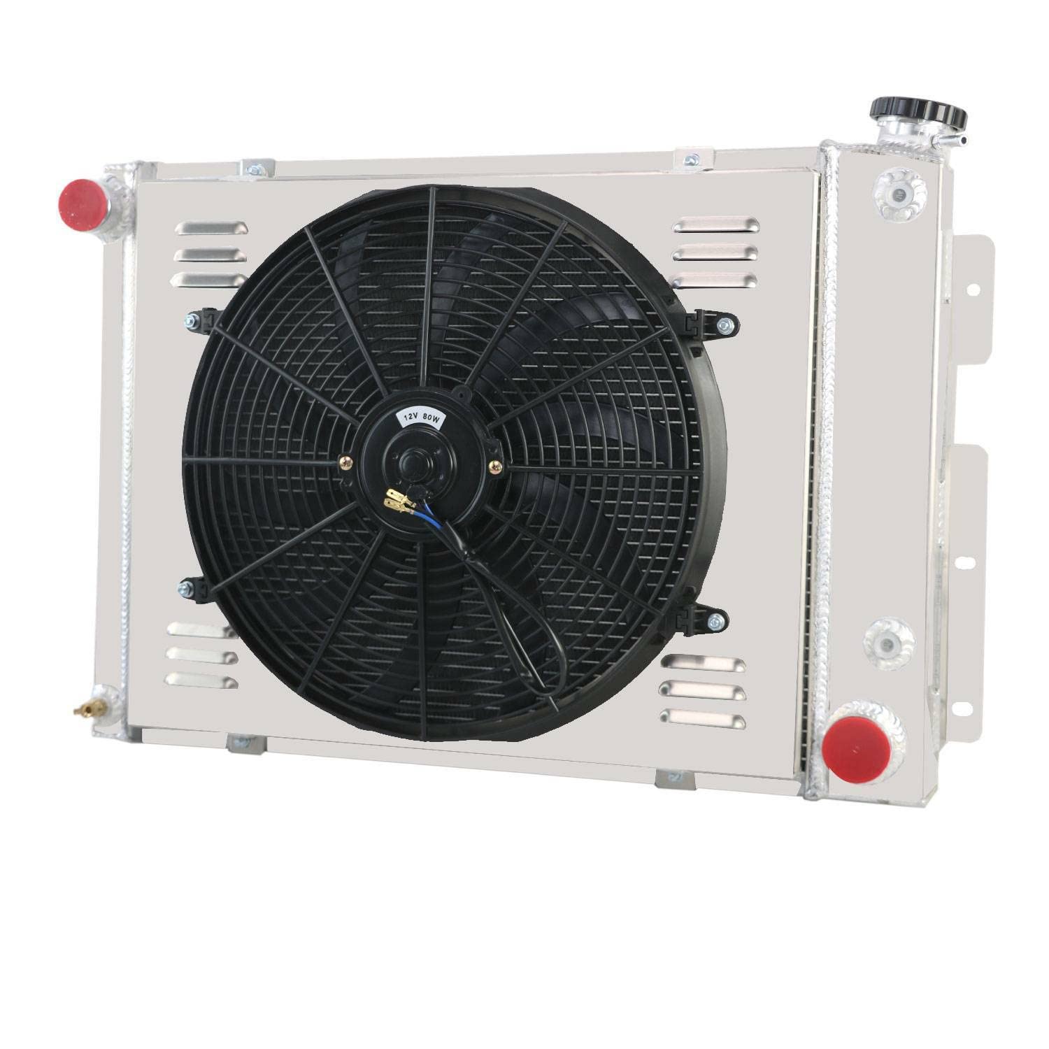 High-Performance 3-Row Aluminum Radiator for 1967-1969 Chevy Camaro & Pontiac Firebird - Small Block Engines Only - Includes Cooling Fan Shroud & Relay Kit - Perfect for Street Racing & Classic Car Restoration