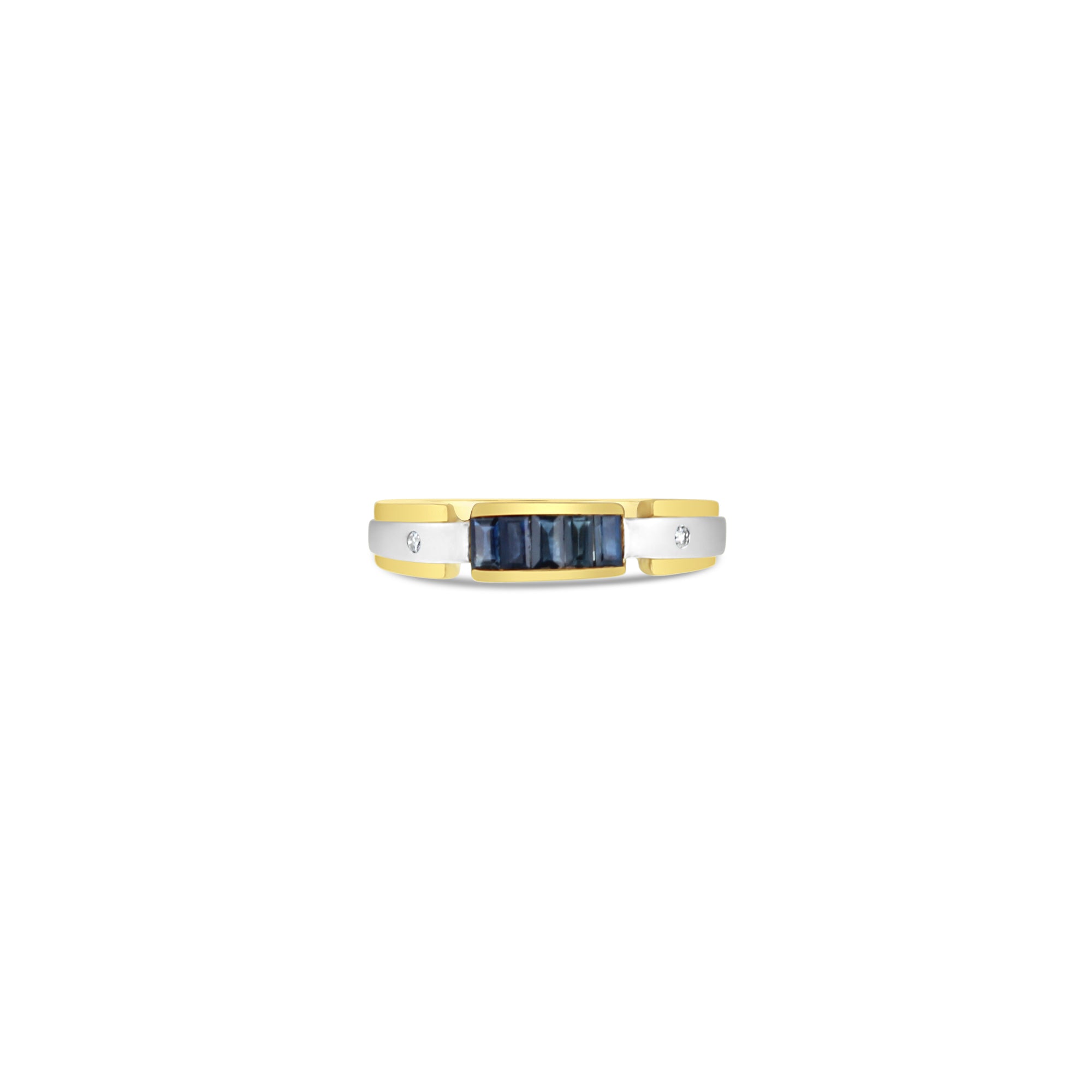 Elegant Sapphire Multi-Toned Gold Ring with Satin Finish – Perfect for Weddings, Anniversaries & Special Occasions