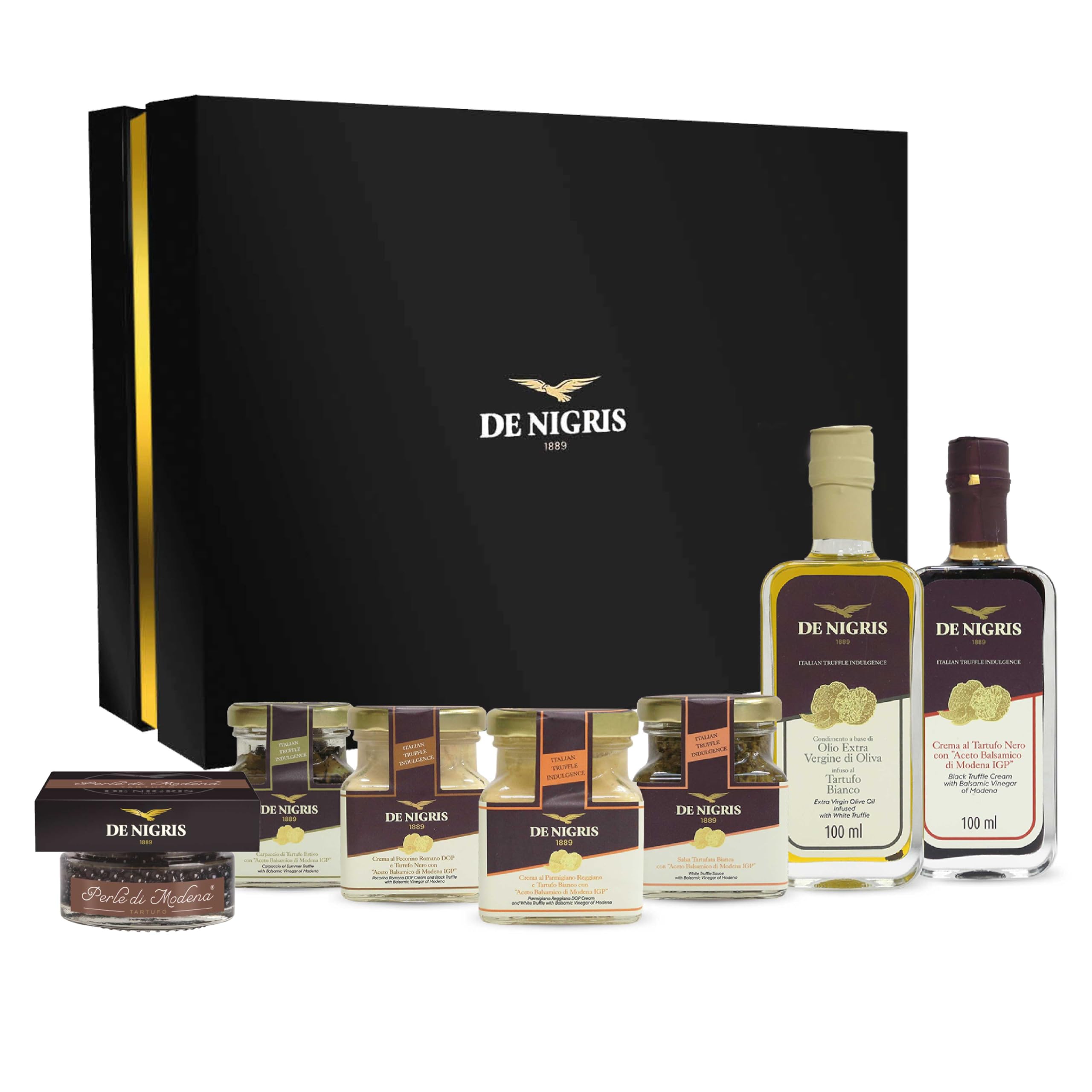 Premium De Nigris Truffle Gift Box - Gourmet Black & White Truffle Oil Set with Artisan Truffle-Infused Delicacies | Luxury Cooking Ingredients for Pasta, Risotto & Fine Dining at Home