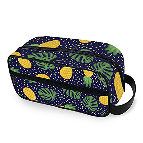Waterproof Travel Toiletry Bag - Nylon Dopp Kit with Tropical Palm & Pineapple Print - Cosmetic Organizer for Men & Women - Perfect for Vacation, Gym, Camping & Business Trips