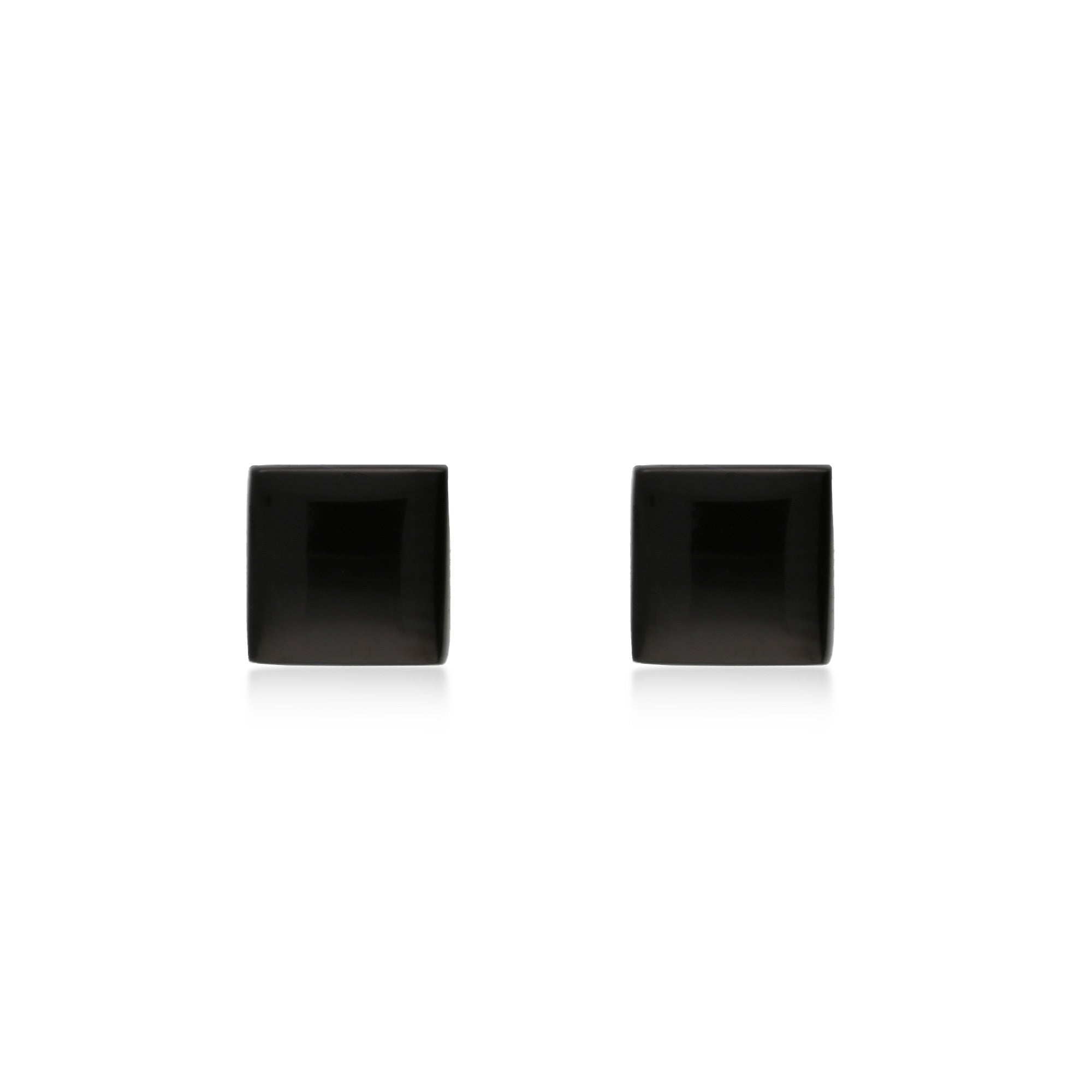 Whitby Jet Sterling Silver Square Button Stud Earrings for Women - Elegant & Minimalist Jewelry for Everyday Wear, Parties & Special Occasions