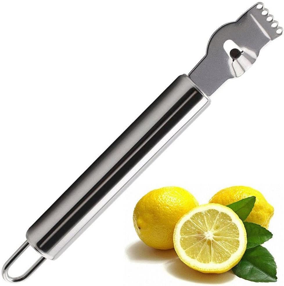 Premium Stainless Steel Lemon Zester & Peeler - Multi-Purpose Citrus Fruit Grater for Lemon, Lime, Orange - Essential Kitchen Tool for Baking, Cooking & Cocktail Making