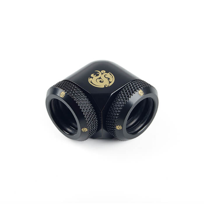 Bitspower 90 Degree Dual Multi Link Fitting for 14mm OD - Matt Black - Perfect for Custom Water Cooling PC Builds and Hardline Tubing Systems
