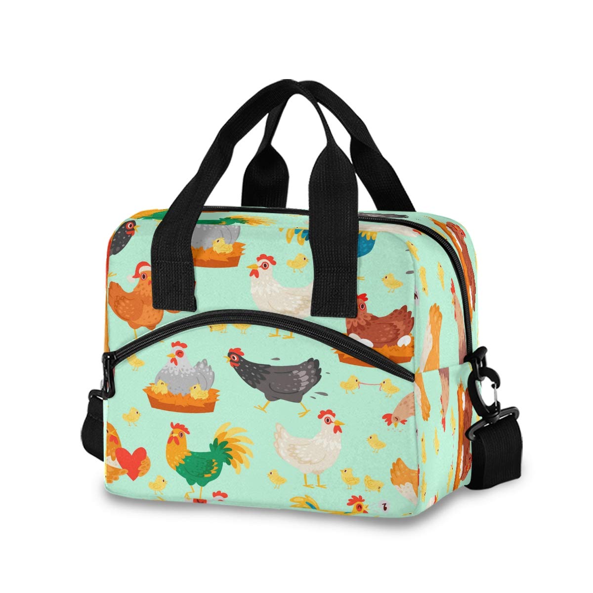 SUABO Insulated Lunch Bag for Women - Reusable Tote Lunch Box with Chicken Design, Perfect for Work, School, Picnics & Outdoor Activities