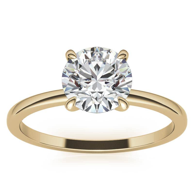 2 CT Round Cut Handmade Moissanite Engagement Ring for Women - 10K/14K/18K Solid Yellow Gold Solitaire Wedding & Bridal Ring Set - Perfect for Proposals, Anniversaries & Special Occasions