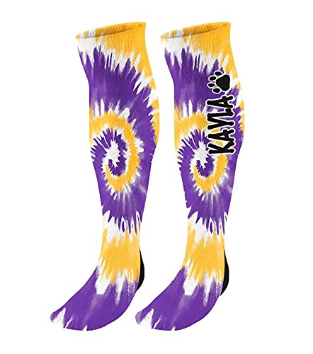 Custom Tie-Dyed Knee High Paw Socks - Personalized Mascot Team Socks for Pet Lovers & Sports Fans - Perfect for Gifts, Cosplay & Game Day Spirit