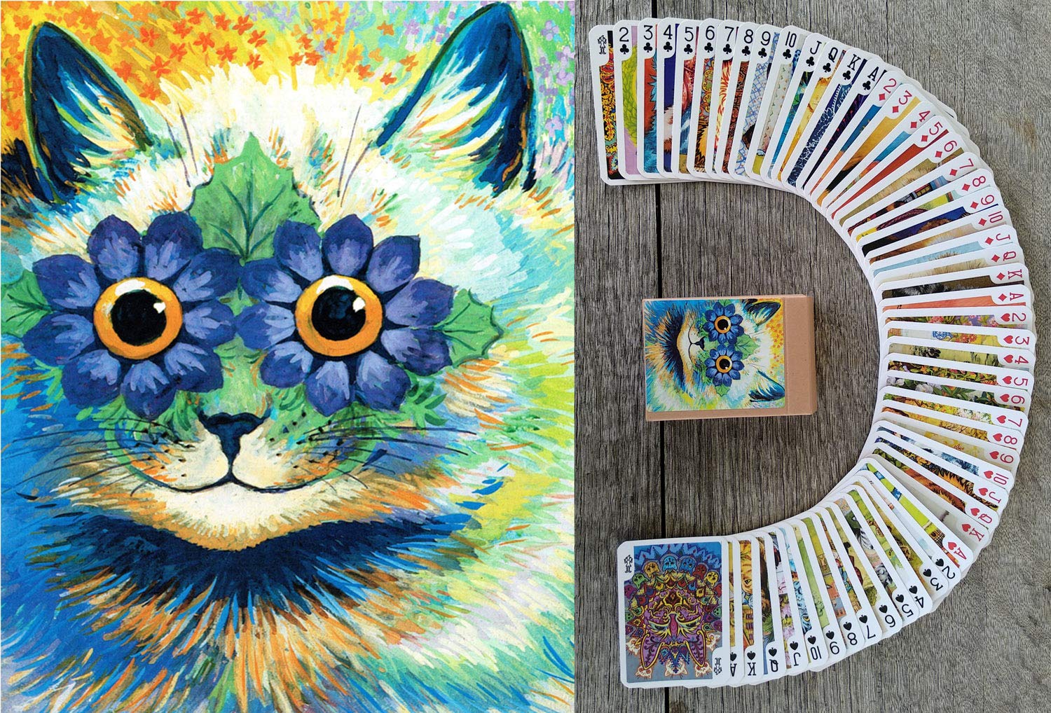 Vintage Psychedelic Cats Playing Cards - 54 Unique Poker Deck with Louis William Wain Art | Perfect for Card Games, Magic Tricks & Collectors