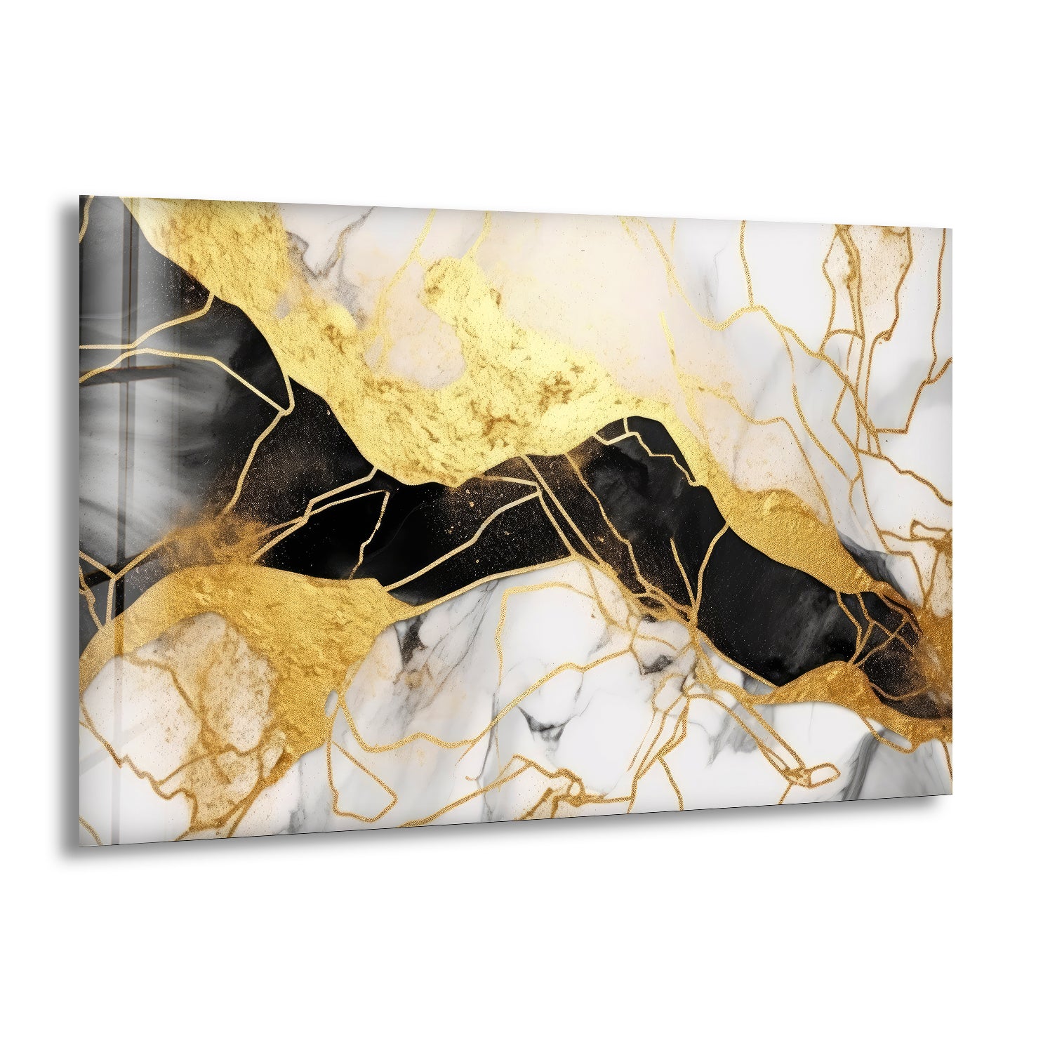 Luxury Black Gold Marble Wall Art - Abstract Glass Print for Modern Home & Office Decor | Elegant Living Room, Bedroom, Dining Room Wall Decor