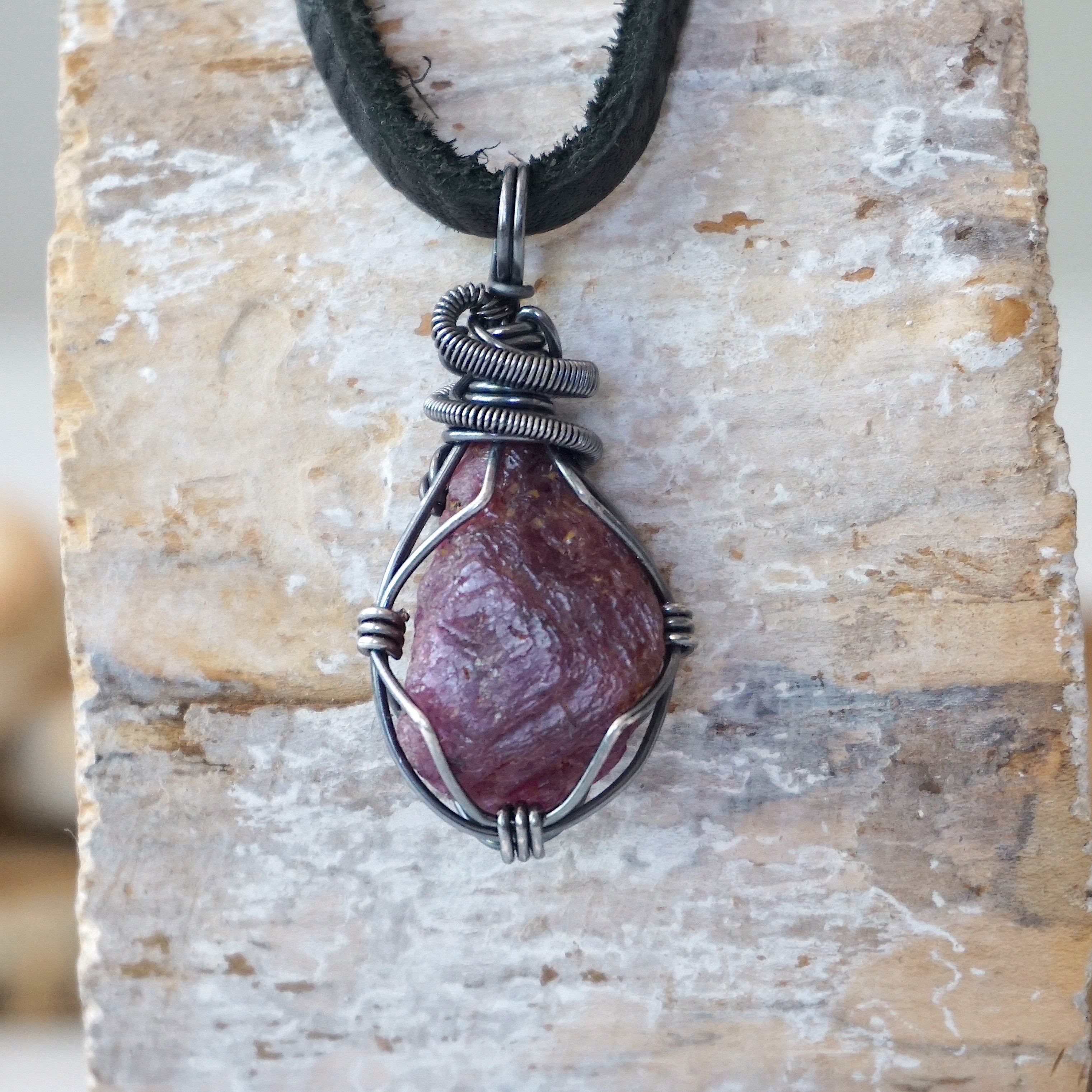 Natural Raw Ruby Pendant Necklace for Men - Handmade Gemstone Jewelry Gift for Him - Perfect for Casual Wear, Date Nights & Special Occasions