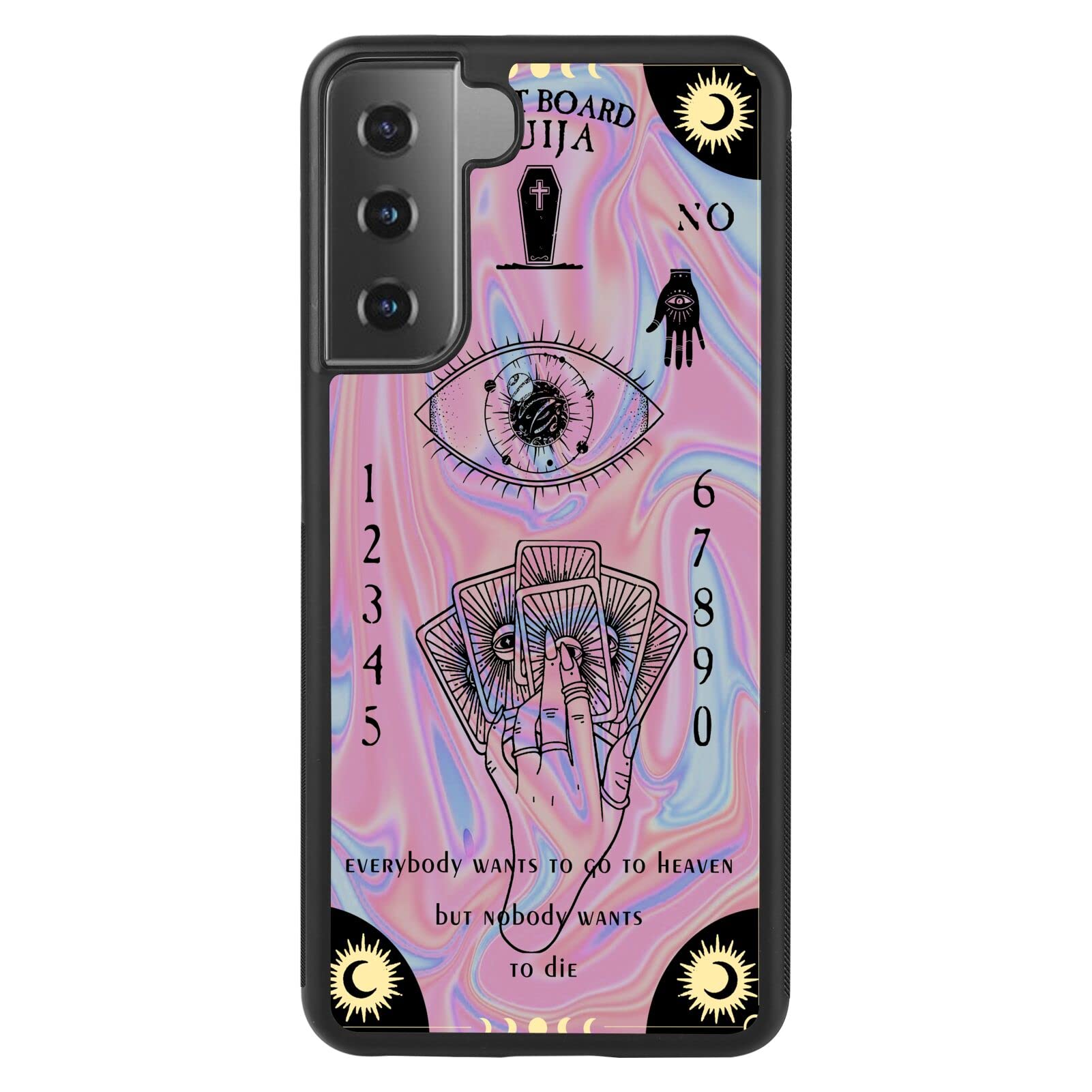 Ouija Board Pink Pattern Soft TPU & PC Full Body Protective Case for Samsung Galaxy S21 - Anti-Slip Shockproof Phone Cover for Women Girls (Perfect for Halloween, Parties & Gothic Style)