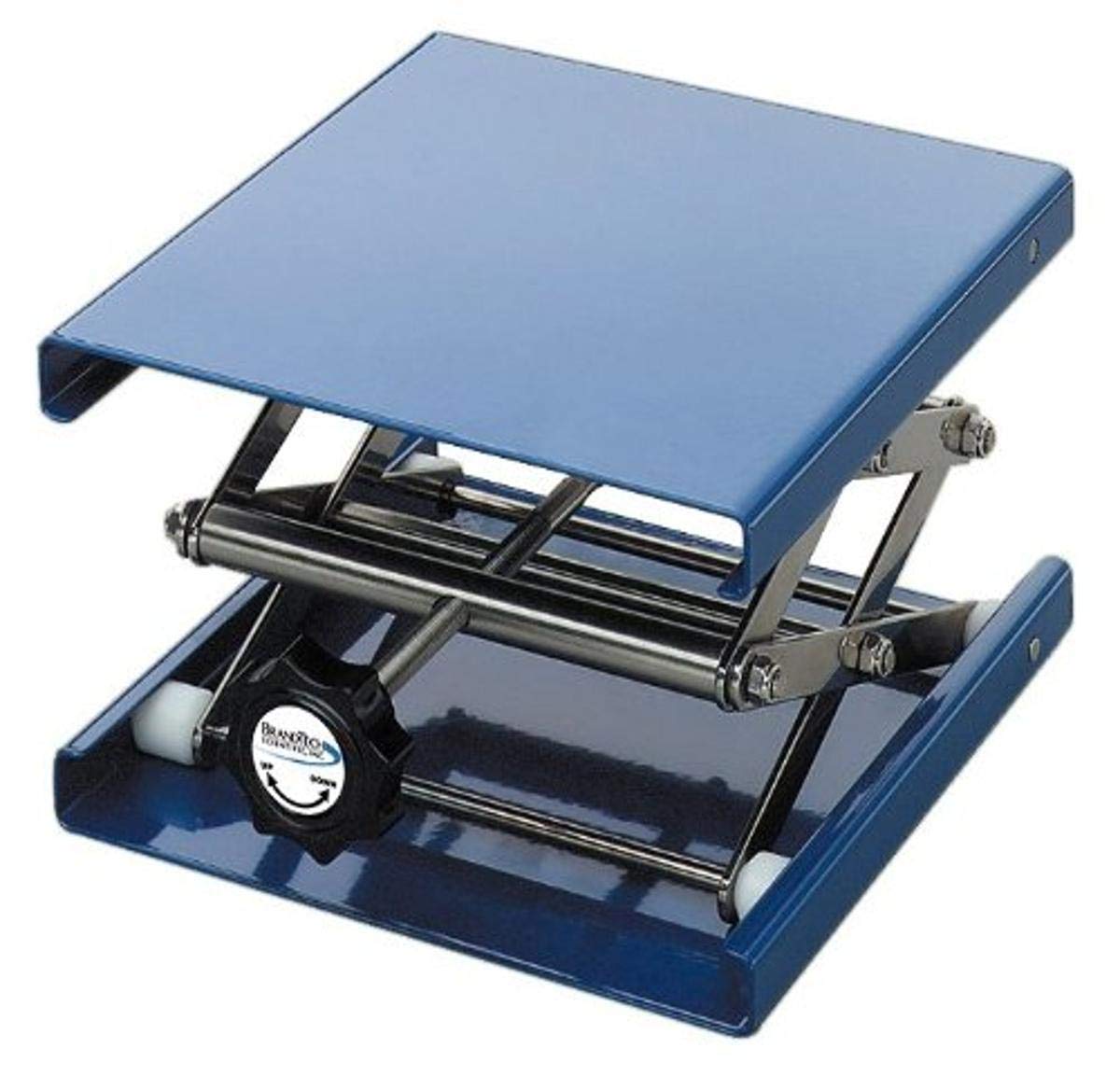 BrandTech B11021 Aluminum Anodized Lab Support Stand - 16cm x 13cm Base Plate, 27.5cm Max Height Adjustable Laboratory Jack for Chemistry Experiments, Science Research & School Labs
