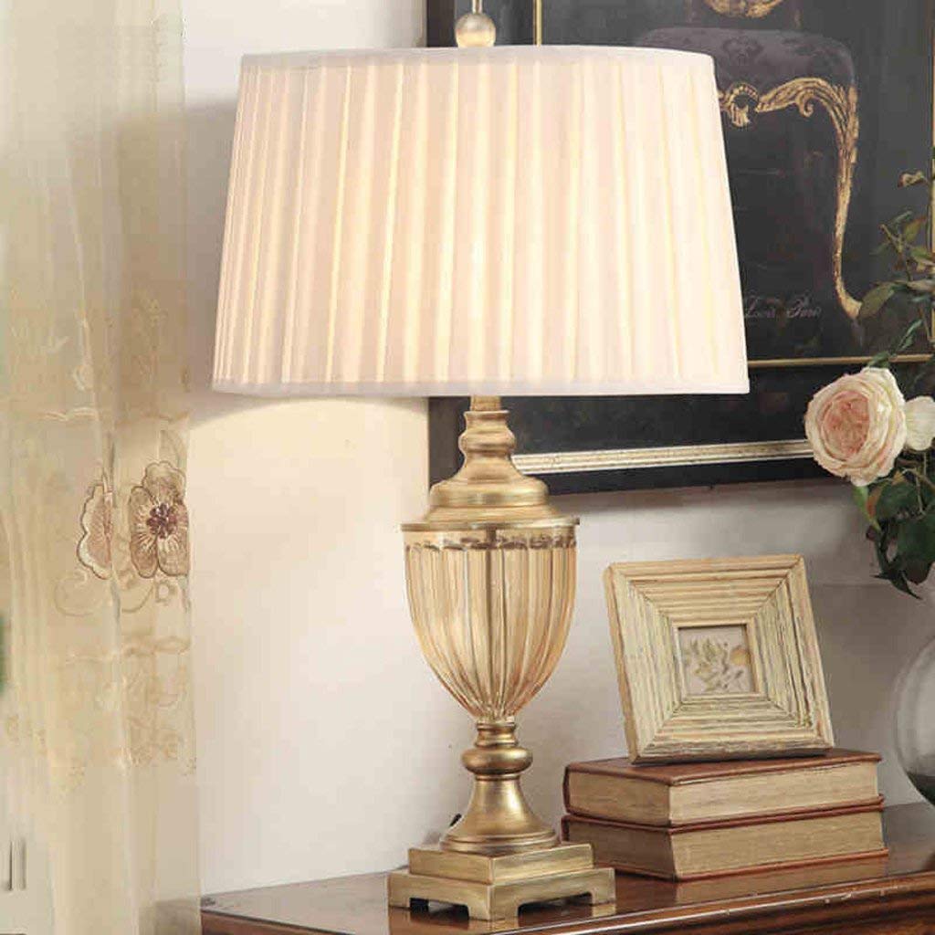 ZXY-NAN Modern Crystal Table Lamp - Minimalist European Style Glass Lamp with Fabric Shade for Living Room, Bedroom, Den - Elegant Reading & Night Light for Home Decor