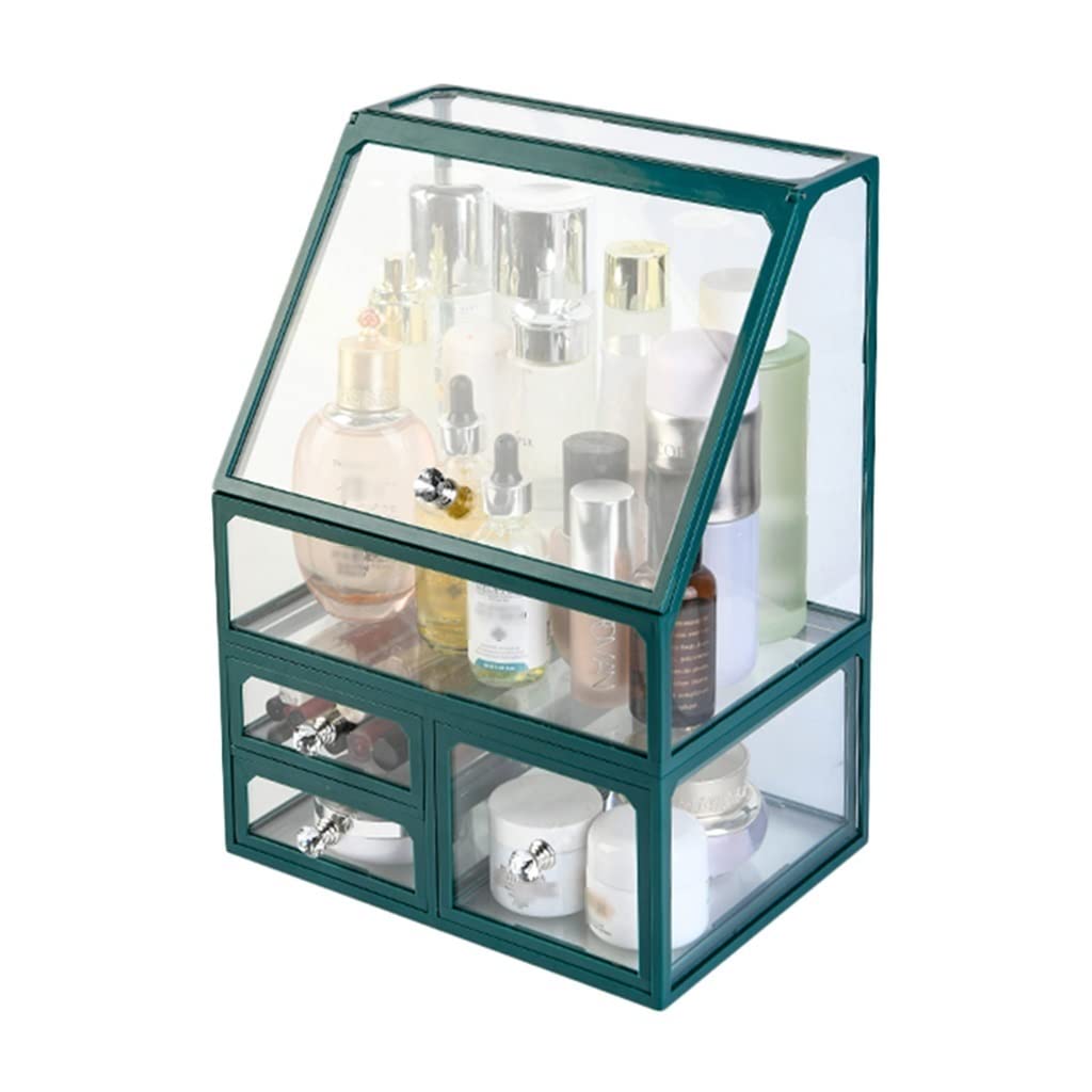 LiPengTaoHome Clear Glass Vanity Organizer with 3 Drawers - Dustproof Cosmetic Storage Box for Makeup Brushes & Beauty Products | Perfect for Bathroom Countertop, Dressing Table & Bedroom Organization
