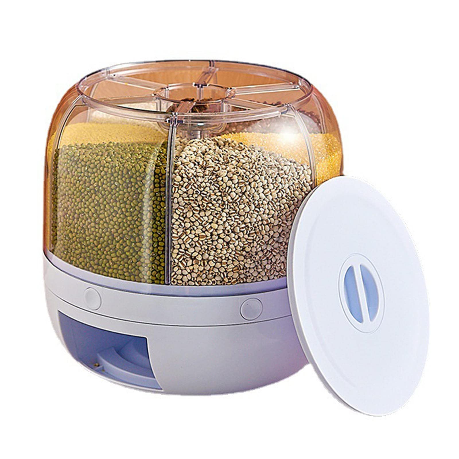JINYISI 6 Grid Airtight Food Storage Containers with Lids - 20-Pound Capacity for Rice, Flour, Sugar & Dry Goods - Perfect for Pantry, Kitchen & Meal Prep Organization
