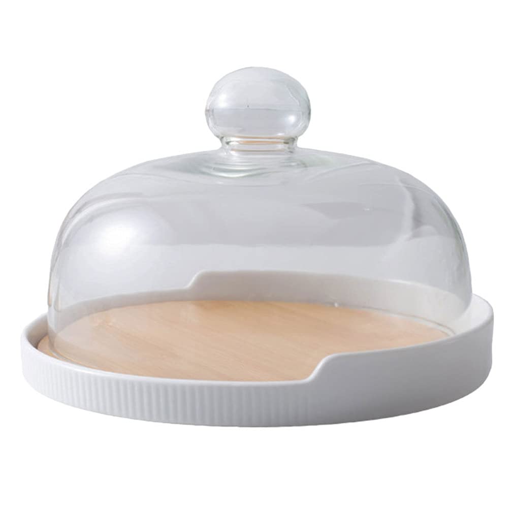 Yardwe Wooden Cake Stand with Dome Cover - Elegant Cake Serving Plate, Dessert Display Tray for Pastry, Pie, Cupcakes | Perfect for Weddings, Birthday Parties & Tea Time Dessert Presentation