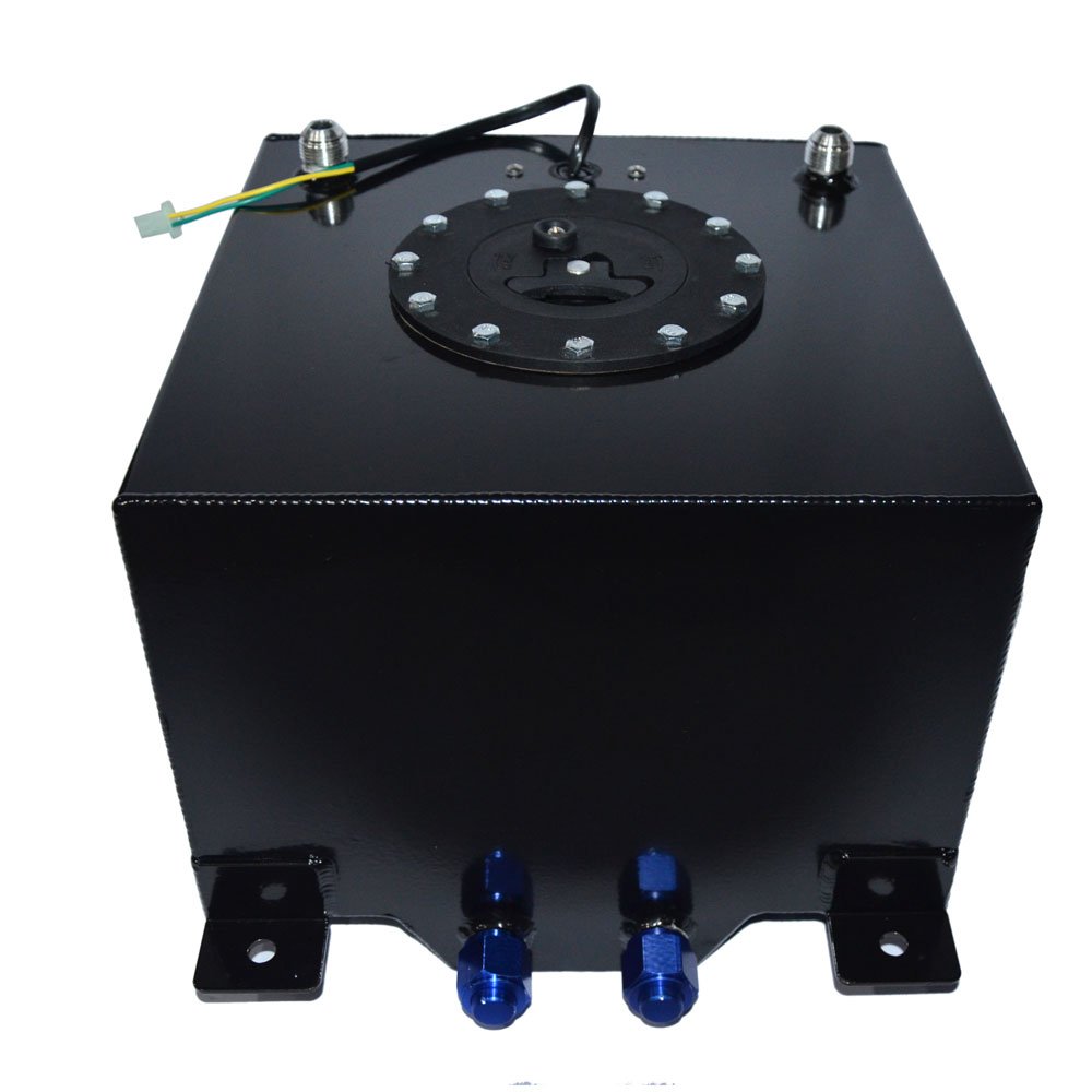 5 Gallon 20L Universal Aluminum Fuel Tank with Oil Level Sensor - Black - Perfect for Automotive, Marine, and Industrial Applications