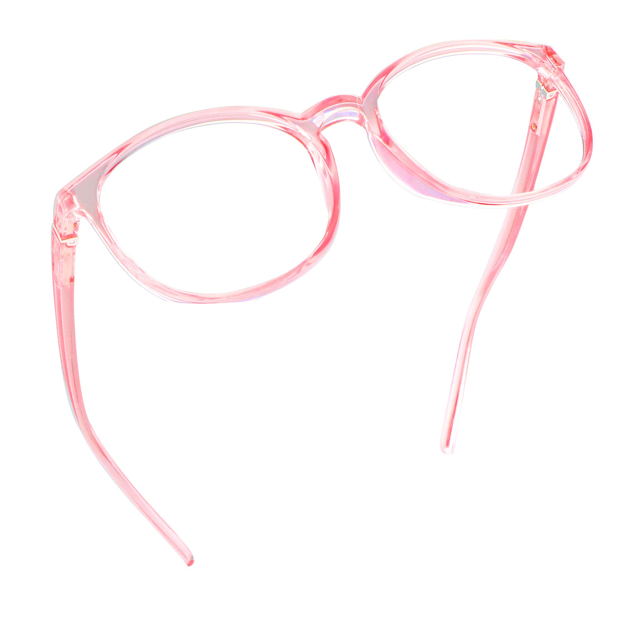 Blue Light Blocking Glasses for Women - Anti Eyestrain Computer & Gaming Glasses with Spring Hinge - Clear Pink 0.25 Magnification for Screen Time, Reading & Work