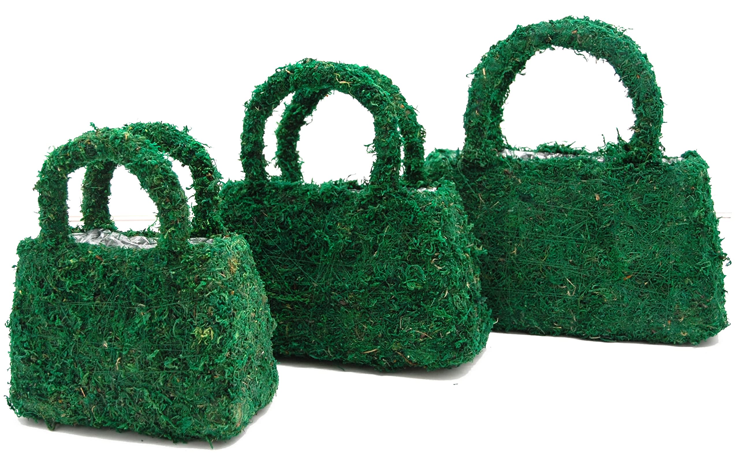 Green Moss Purse Planters - Set of 3 Hanging Plant Pots (Small, Medium, Large) for Indoor Plants, Succulents & Home Decor | Perfect for Living Room, Office & Gift Ideas