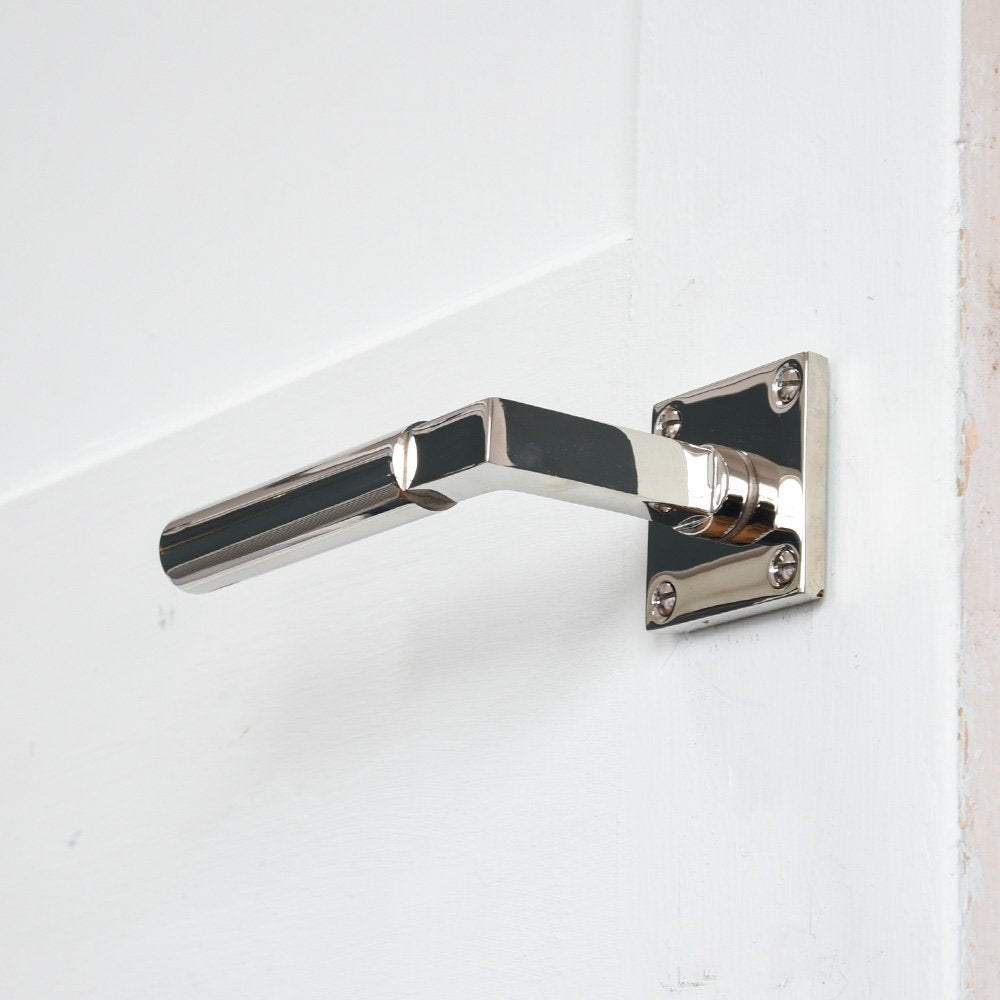 Polished Nickel Gyllyng Lever Door Handles with Square Rose - Modern Interior Door Hardware for Bedroom, Bathroom & Office Installation