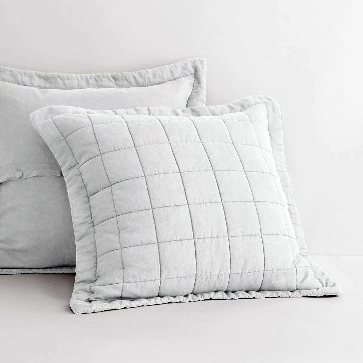 Abbotson Silver Linen Quilted European Pillowcase by Sheridan - Luxury Bedding for Master Bedroom & Guest Room Decor