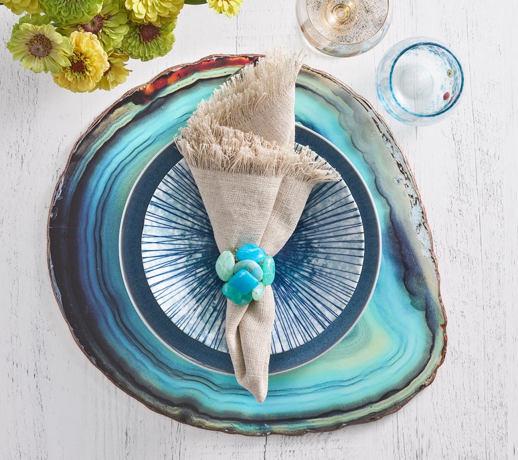 Turquoise Azure Placemats Set of 4 - Waterproof & Heat-Resistant Dining Table Mats for Kitchen, Restaurant, or Party Decor